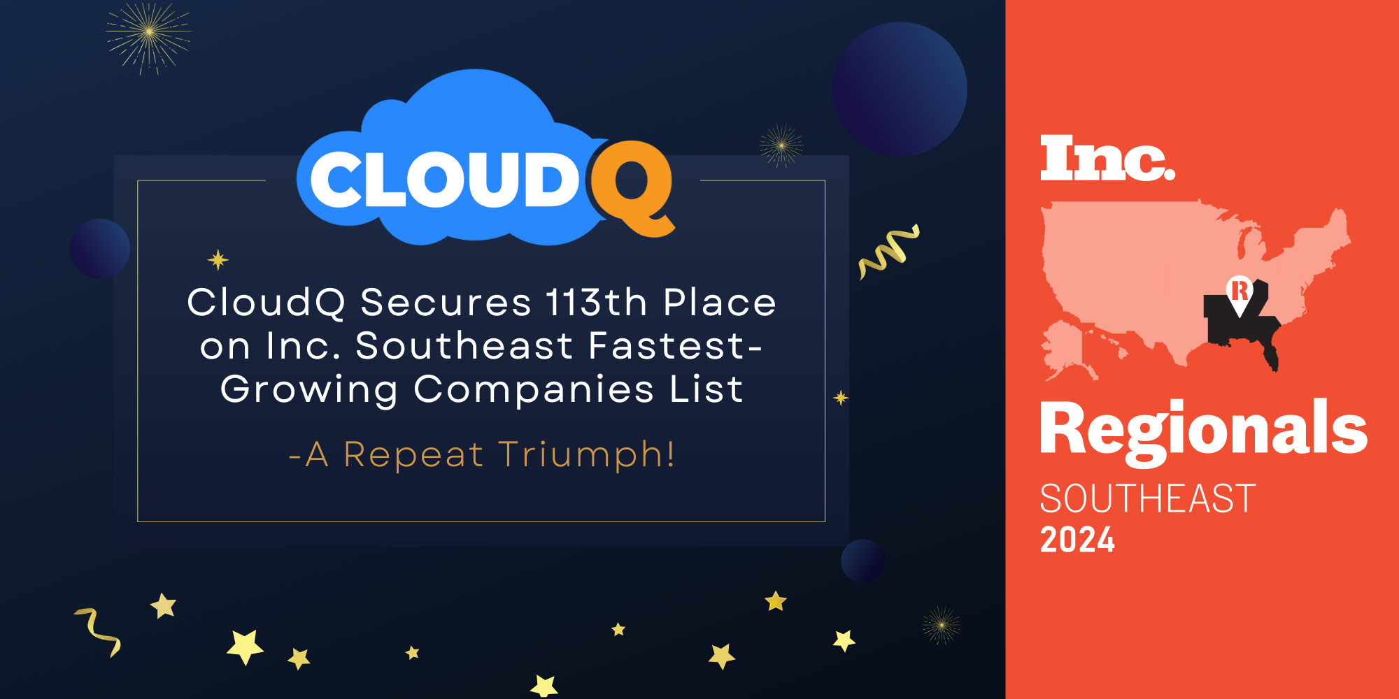 CloudQ Secures 113th Place on Inc. Southeast Fastest-Growing Companies List – A Repeat Triumph!